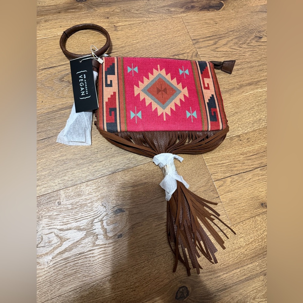 NWT Le Miel Aztec wristlet with fringe